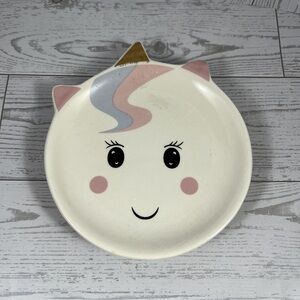 Unicorn Trinket Tray Plate White Gold Pink Blue Cute Whimsical Organizer Gift